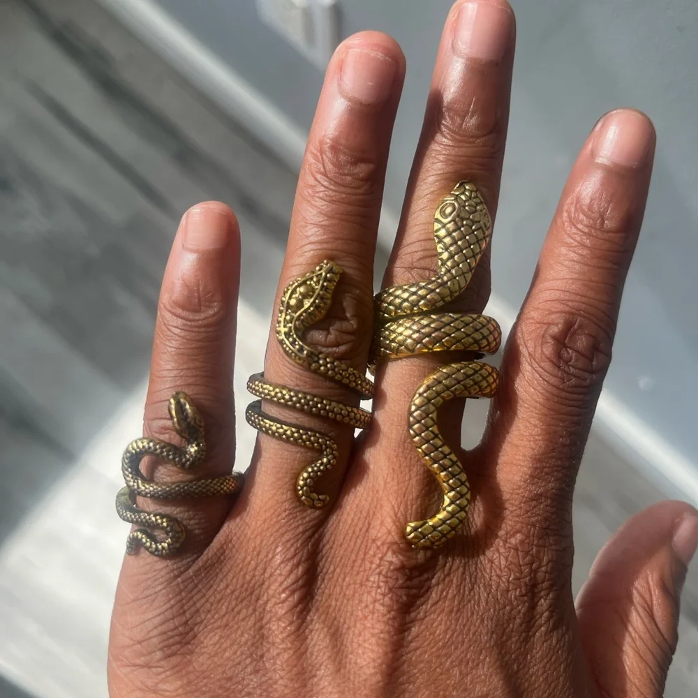Gold Snake Ring Jewelry 3 Piece Set (Small, Medium, and Large)